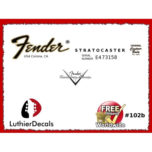 Fender Decal Stratocaster Guitar Decal #102b